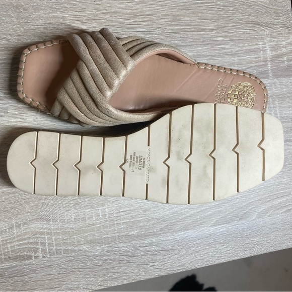 Vince Camuto Melysa Crossband Slide Sandals in Egyptian Gold - Picture 9 of 10